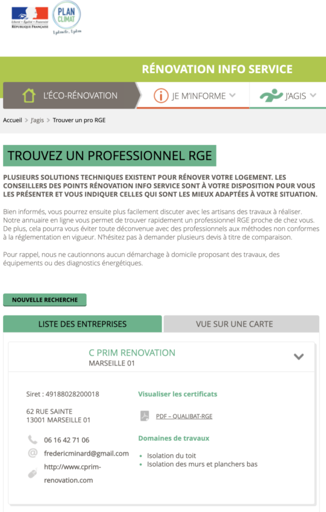 CPRIM bénéficie également de la mention RGE (reconnu garant de l’environnement).