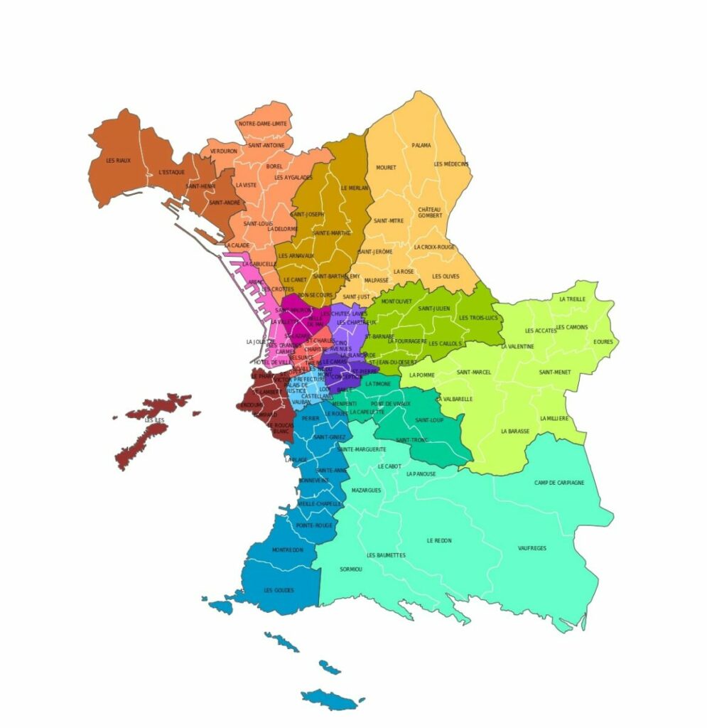 carte des 111 quartiers de marseille